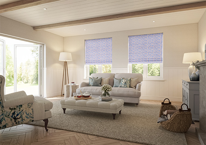 Oak Leaves Velvet, Periwinkle - Twist&Fit Roman Blind - Image 6